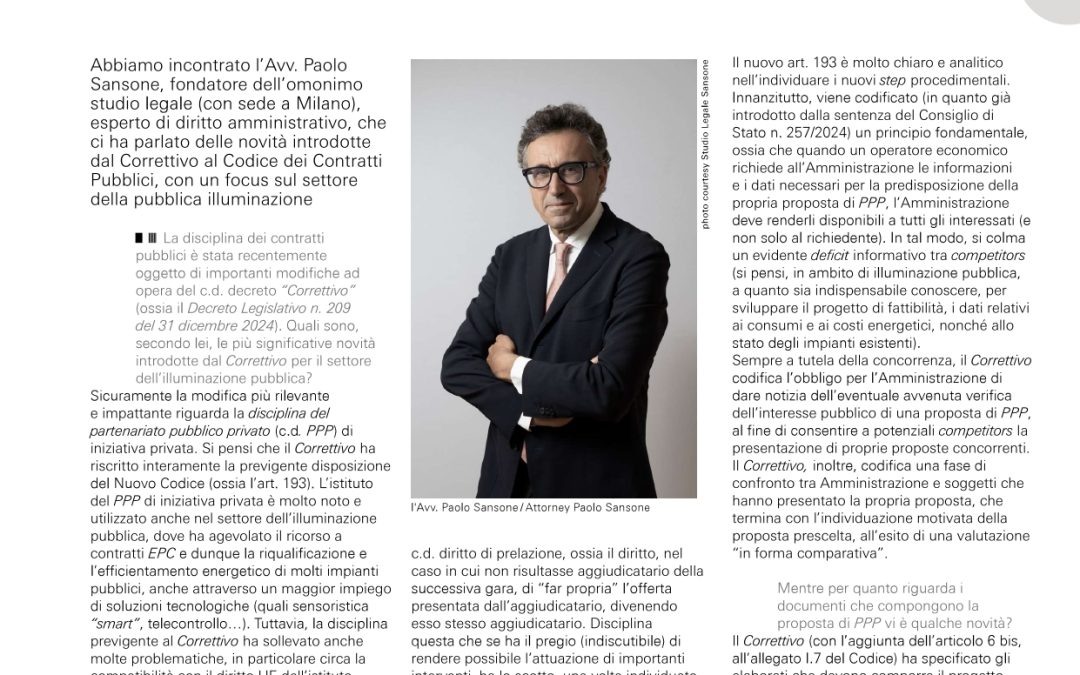 Intervista all’Avv. Paolo Sansone sulle novità, introdotte dal Correttivo, in materia di PPP