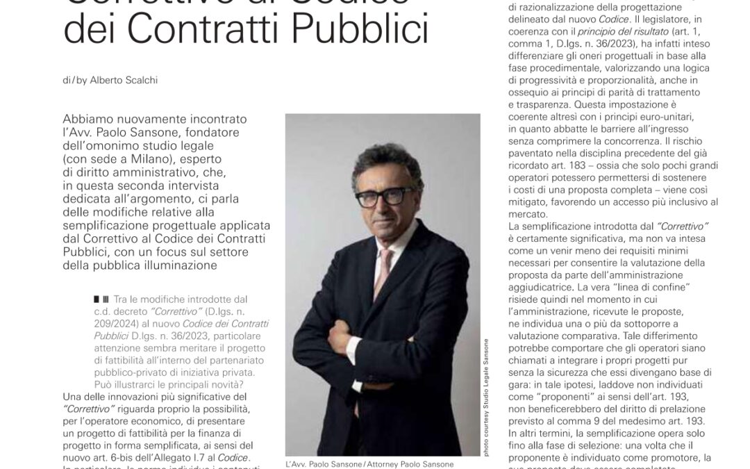 Intervista all’Avv. Paolo Sansone sulla semplificazione progettuale introdotta dal Correttivo